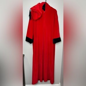 Vintage! Bill Blass hooded robe. Red and black velvet with tassel hood. Unique!